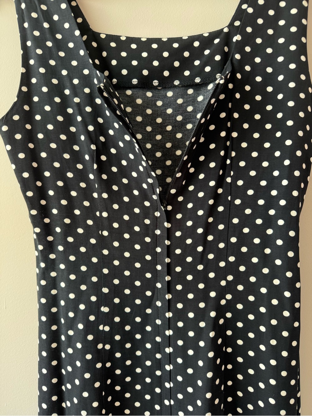 Vintage Dawn Joy Black & White Polka Dot Dress Square Neck Sleeveless - Picture 7 of 8